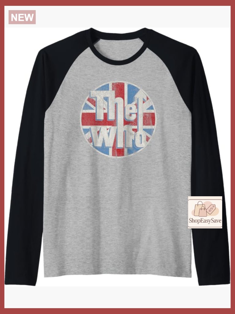Distressed Union Jack Logo Raglan Baseball Tee Retro Vintage Band Merch